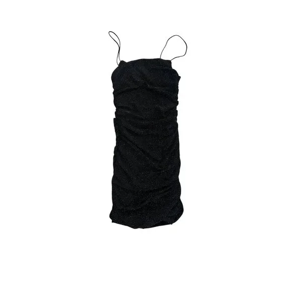 ✨ NWT Princess Polly Black Sparkle Ruched Mini Dress 4 ✨ - Picture 2 of 4